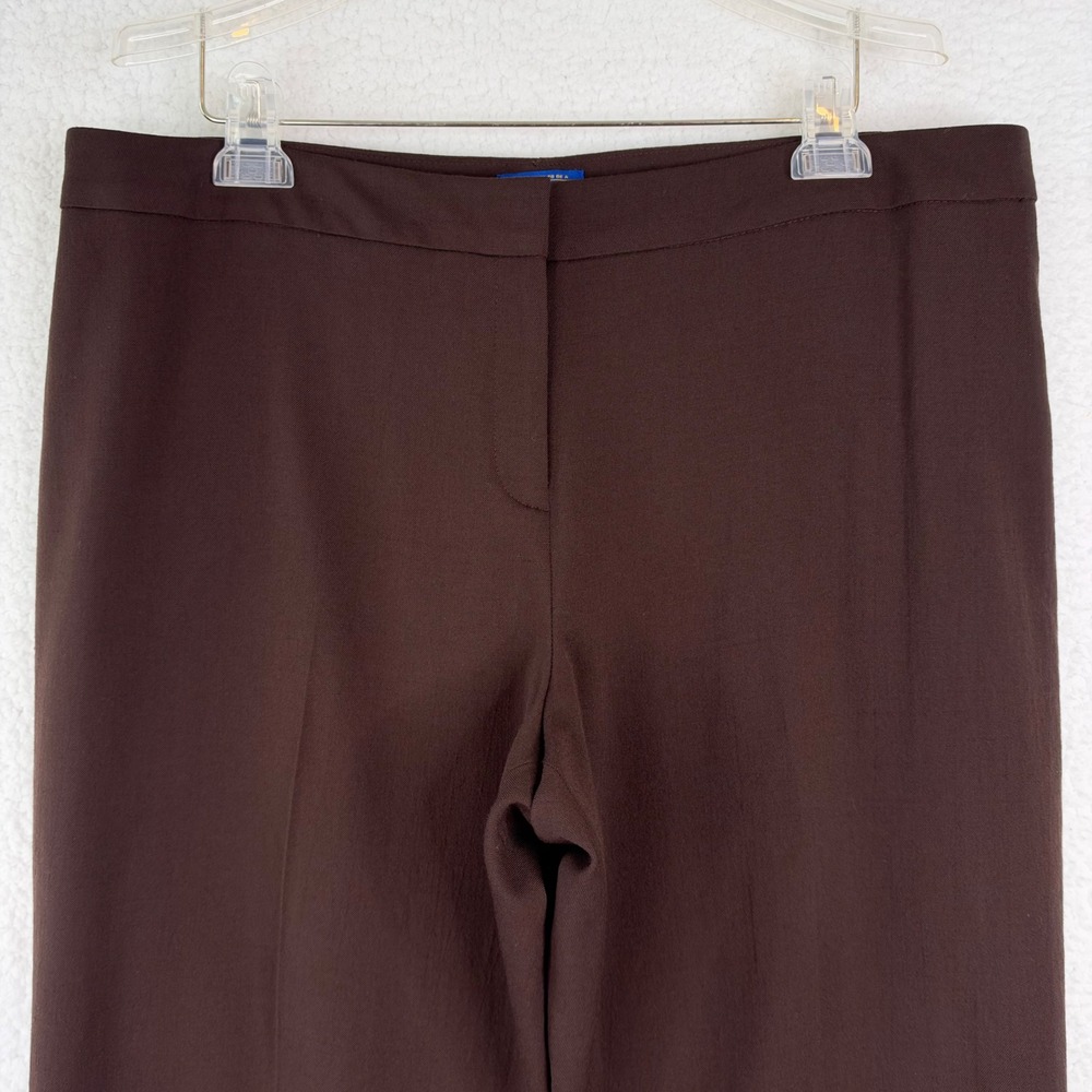 Pendleton Brown Virgin Wool Blend Straight Leg Trousers Pants Womens Size 16